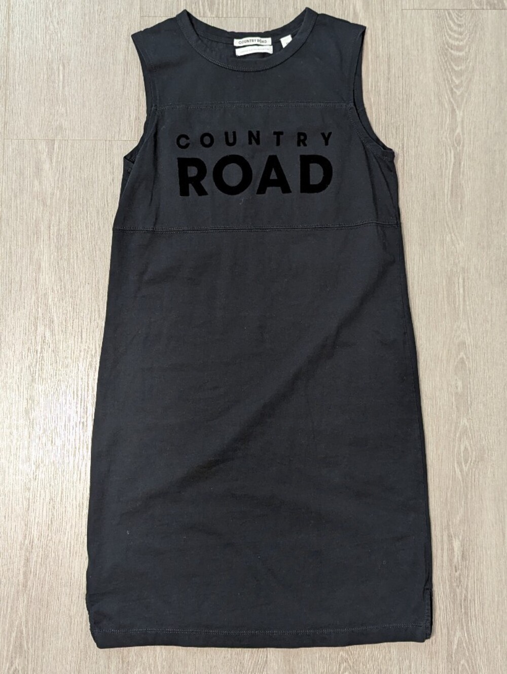Country Road Cotton Modern Logo Black Tank Dress Size XS EUC!